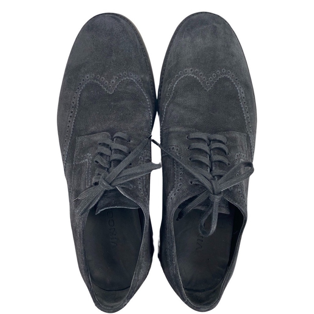 Vince Men’s Stamped Suede Pryce Wingtip Oxford Shoes Charcoal Size 8.5 - Picture 3 of 11
